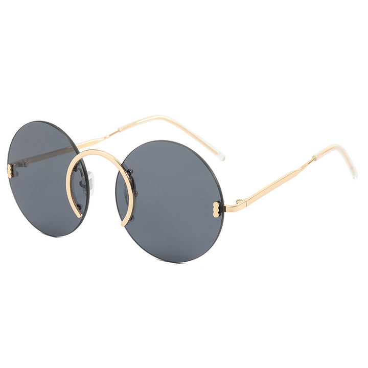 Dame trendy runde solbriller med innovativ metallramme Skanto