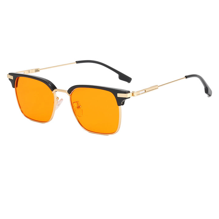 Dame kvadratisk solbrille med lett metallramme og brede stenger Skanto