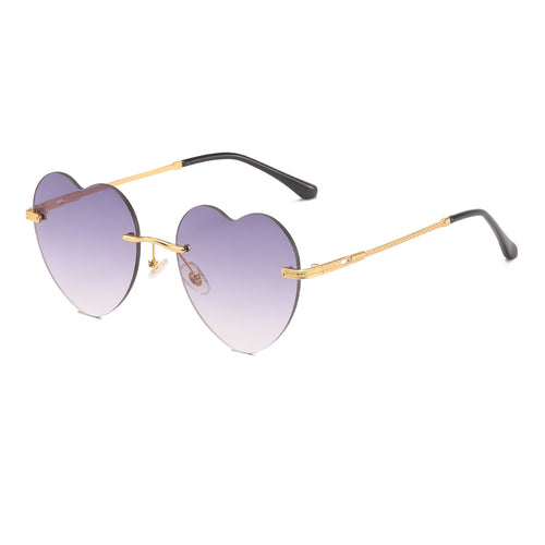 Dame hjerteformet solbrille med speilglass og gullramme Skanto