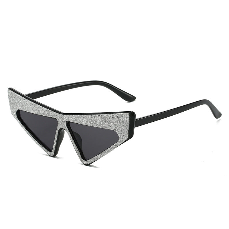 Dame futuristisk solbrille med glitrende ramme Skanto