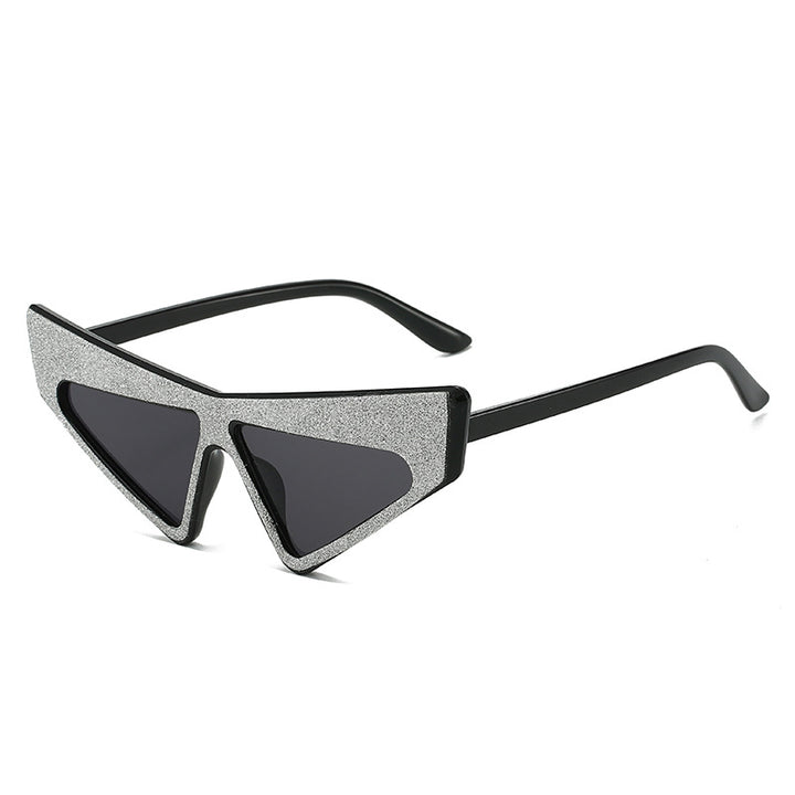 Dame futuristisk solbrille med glitrende ramme Skanto