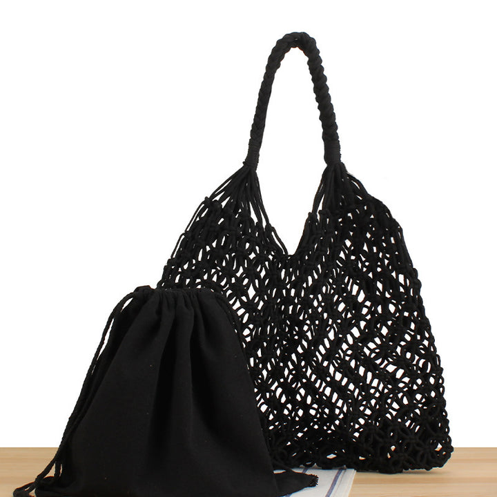 Handbag made of robust hand-knotted net material Skanto