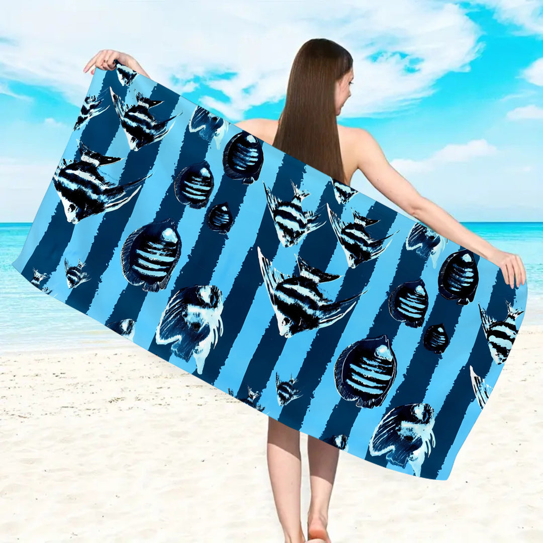 Mikrofiber strandhåndkle med eksklusivt skilpadde-motiv Skanto