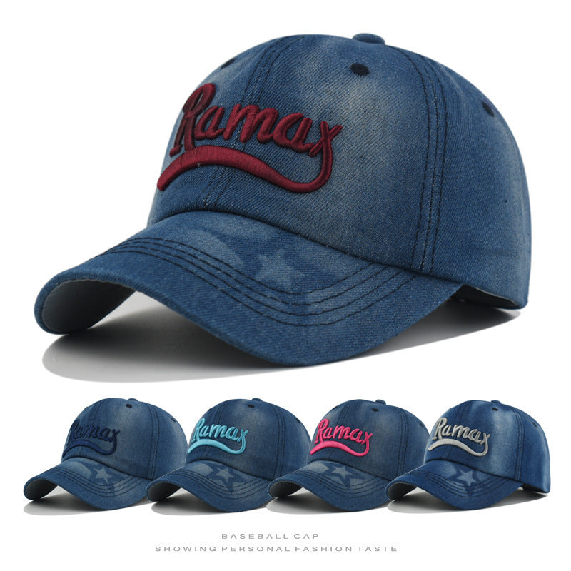 Herre's Slitt Denim Brodert Baseball Caps Skanto