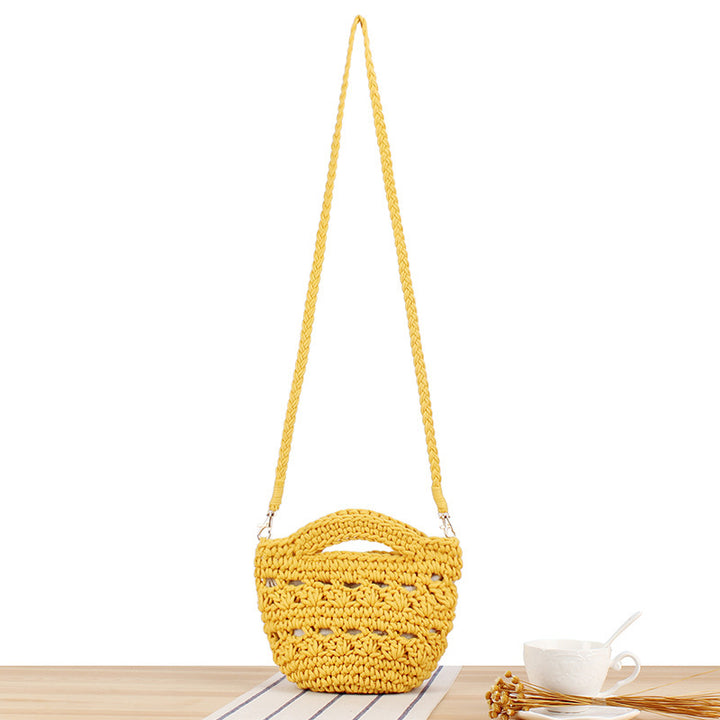 Lekker Makramee Crossbody Bag med Flettet Håndtak Skanto