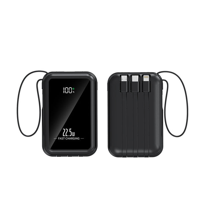Bærbar Powerbank med integrert digital skjerm og allsidig kabelsystem Skanto