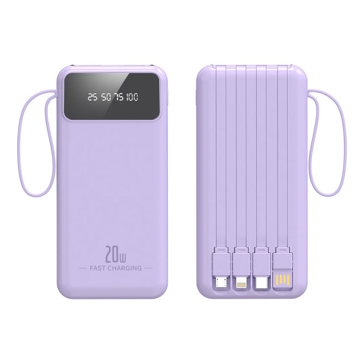 Bærbar Powerbank med innebygd kabelsystem og digital ladningsindikator Skanto