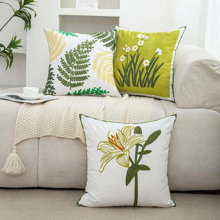 Women Decorative Cushion Cover with Fine Floral Embroidery Skanto