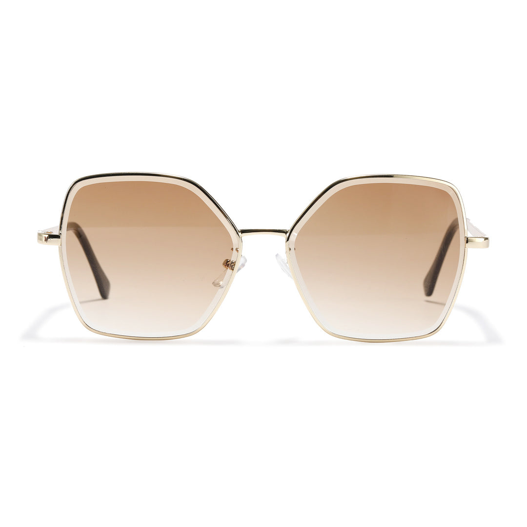 Dame geometrisk solbrille med fashionable gullramme Skanto