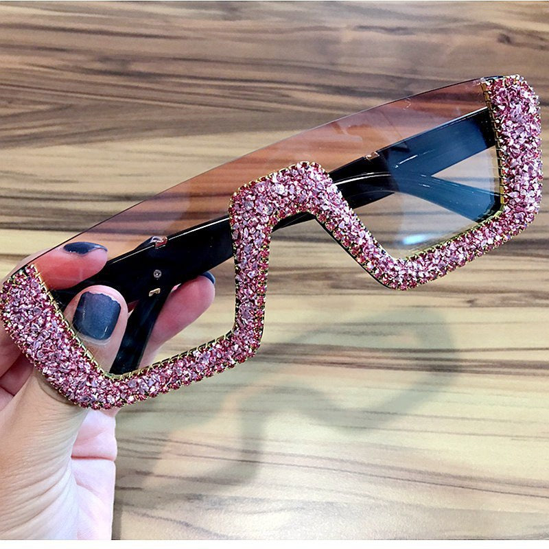 Dame elegant glitter-solbriller med markant ramme Skanto