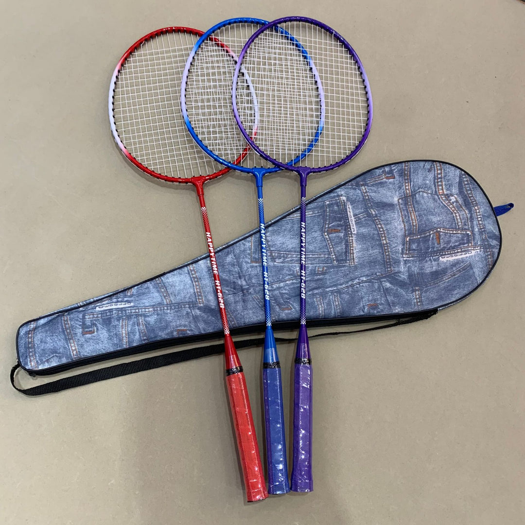 Badminton racket-set med flerfargede racketer og beskyttelsesdeksel Skanto