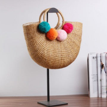Handmade straw bag with colorful tassels Skanto