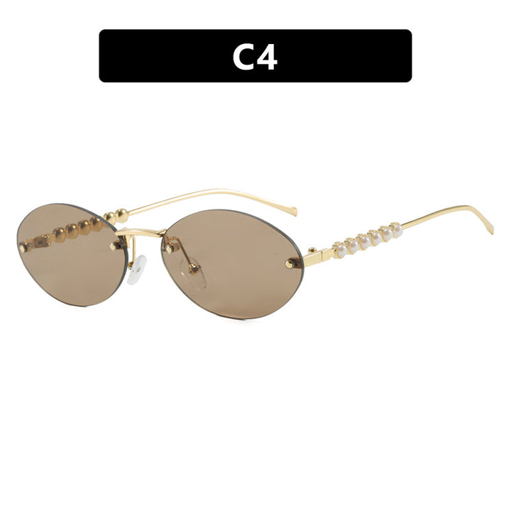 Women's stylish oval sunglasses with elegant decorations Skanto