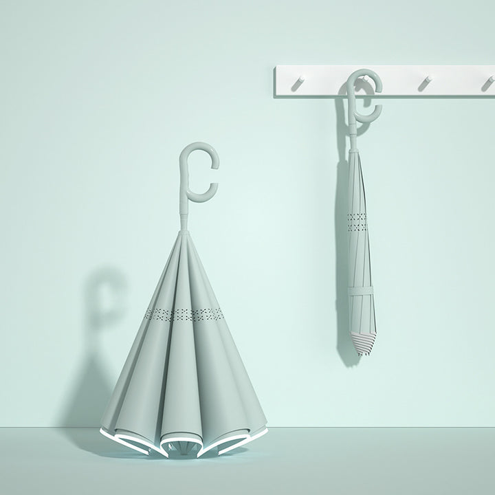 Dame automatisk sammenleggbare paraply med ergonomisk design og sterke vindmotstands elementer Skanto