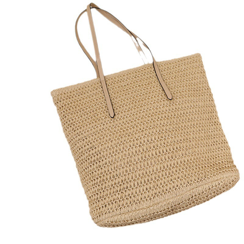 Braided shopper with elegant leather handles Skanto