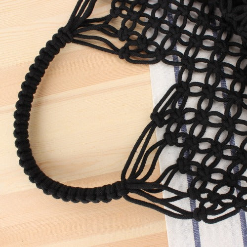 Hand-knotted tote bag with elegant net design Skanto