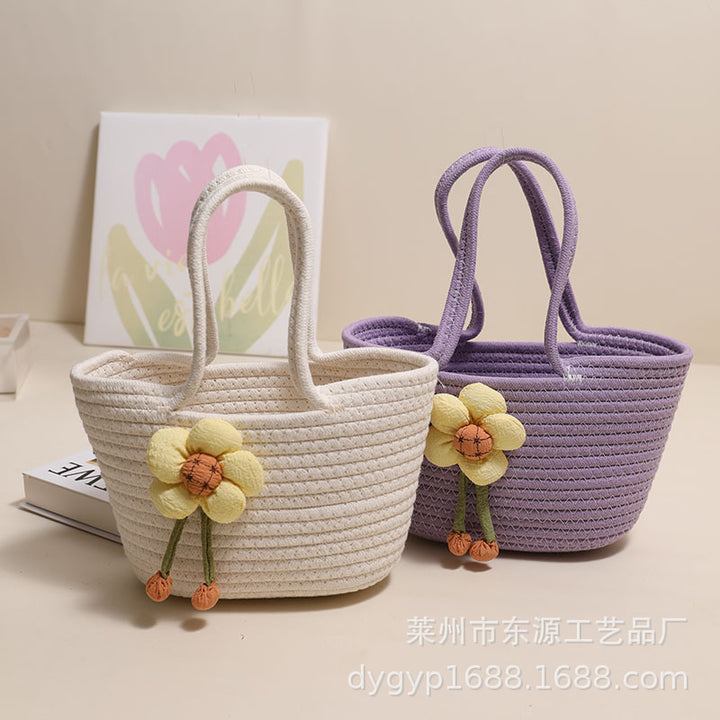 Handmade basket bag with floral accents Skanto