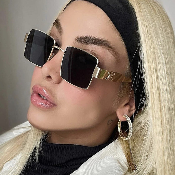 Women's fashionable rectangular sunglasses with high-quality metal frame and polarized lenses Skanto
