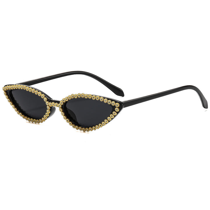 Dame Cat-Eye solbriller med glitrende blomsterdekor Skanto