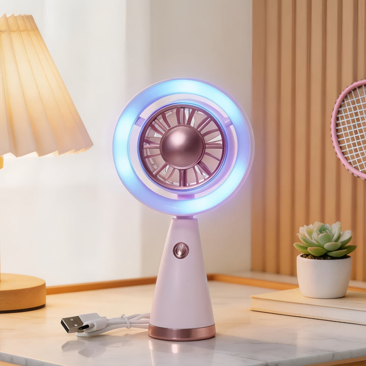 Dame Bærbar Mini-Luftventilator med LED-belysning og fleksibelt design Skanto