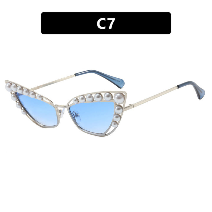 Women's Cat-Eye Sunglasses with Exclusive Pearl Embellished Frame Skanto