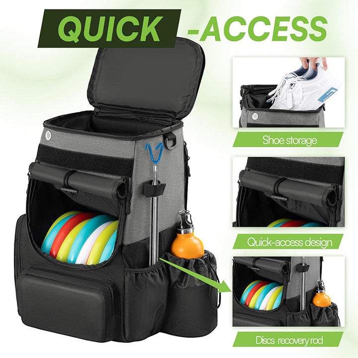 Unisex durable Discgolf Backpack with padded disc compartment, side bottle pocket, and multifunctional accessory pockets Skanto