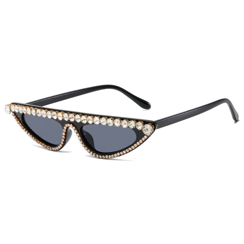 Dame Cat-Eye Solbriller med glitrende steindekor Skanto