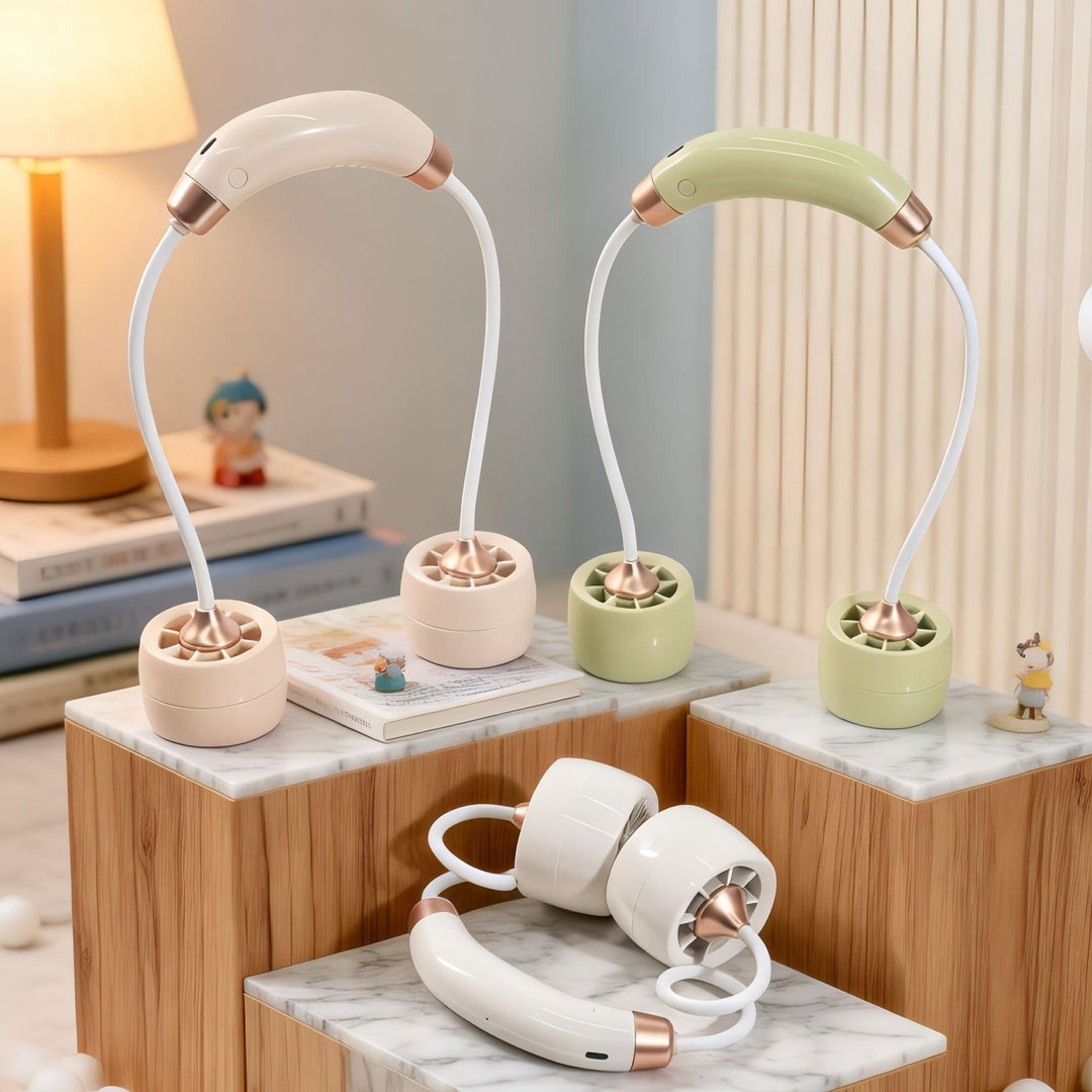 Dame Bærbar Nakkevifte med fleksibel design og integrert USB-port Skanto