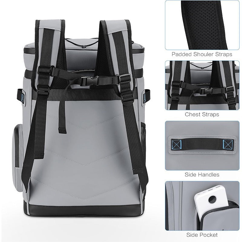 Unisex Insulated Backpack Cooler with Stable Base, Multiple Outer Pockets, and Ergonomic Padded Straps Skanto