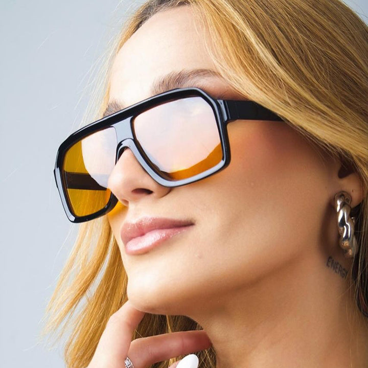 Women's large square sunglasses in modern design with robust frame Skanto