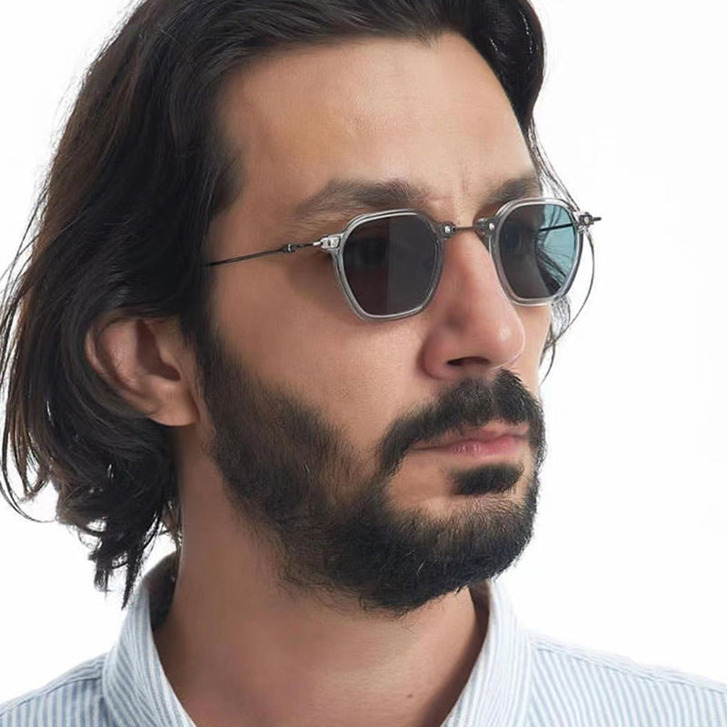 Women's stylish sunglasses with unique hexagonal shape and robust frame Skanto