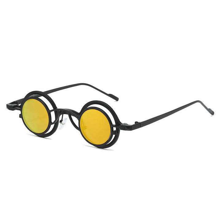 Dame Retro-Rundsolbrille med dobbel ramme Skanto