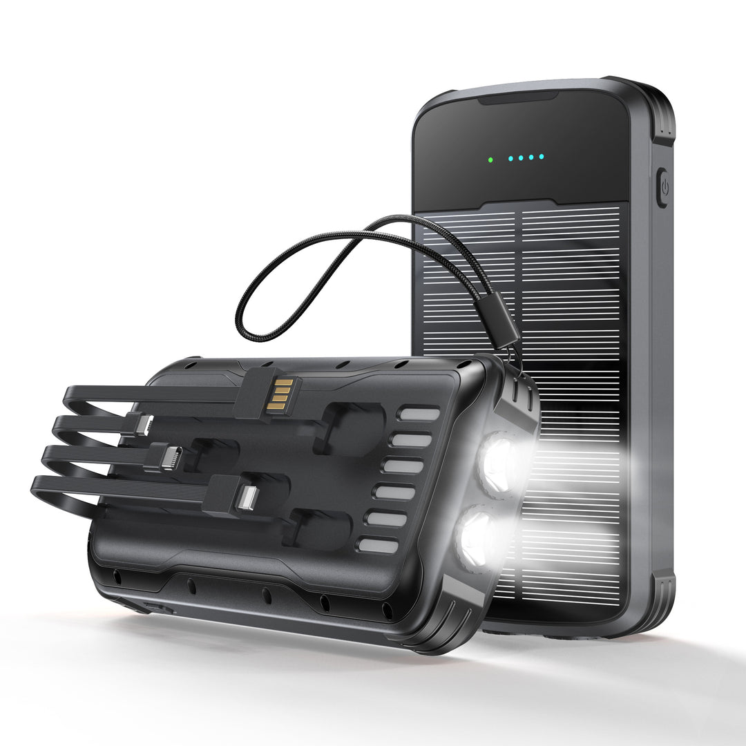 Multifunksjonell sol Powerbank med integrert LED-lampe og flere tilkoblinger Skanto
