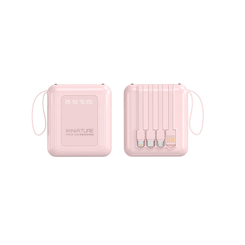 Kompakt powerbank med integrert kabel og digital ladeindikator Skanto