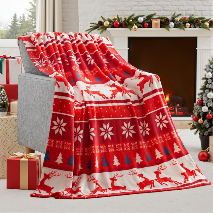 Skanto | Julefilt Myk Flanell Juleplush Ferie Filt