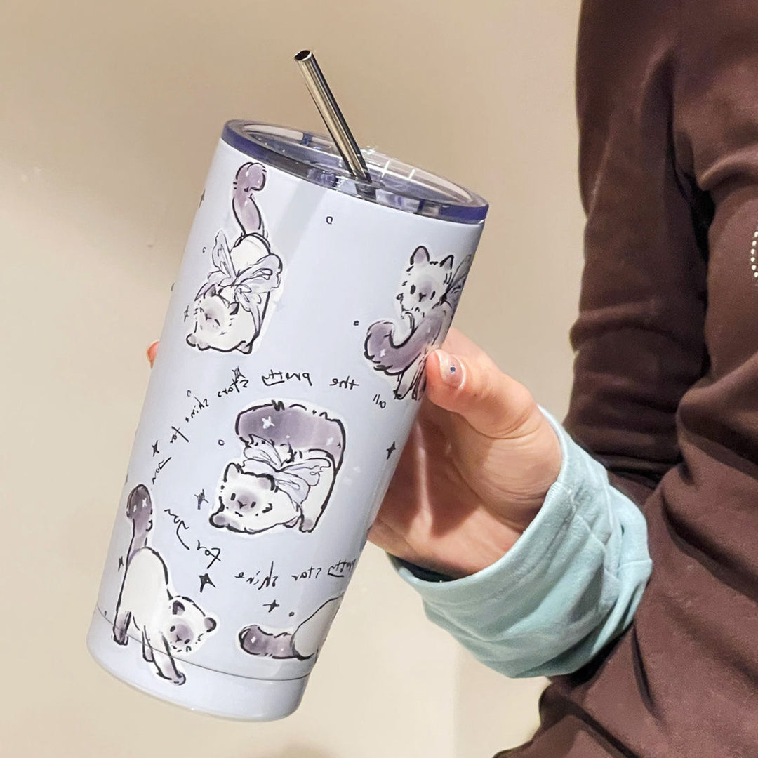 Damen Isoliertrinkbecher mit sicherem Silikondeckel und lustigem Hunde-Design Skanto