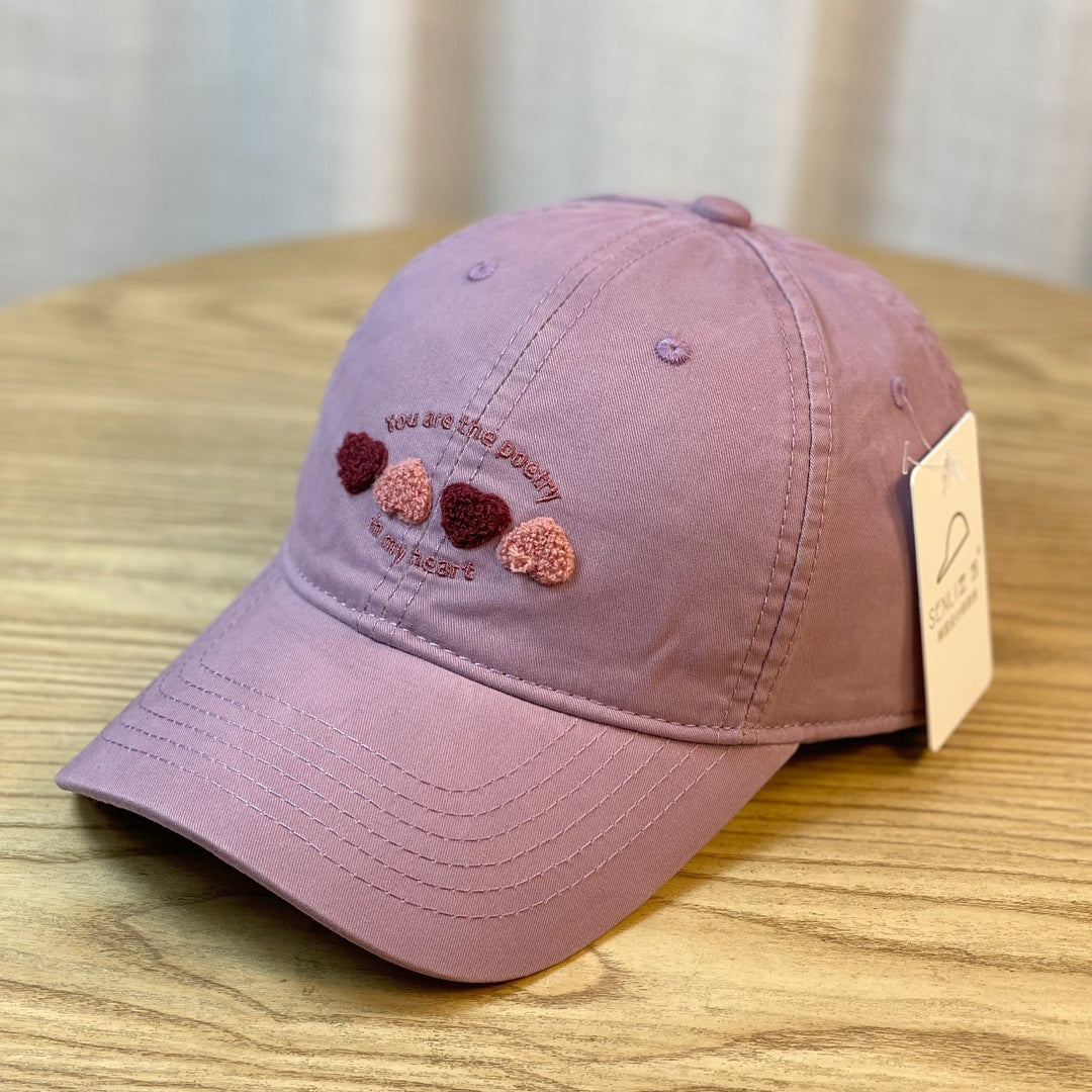 Kvinners Brodert Hjerte Motiv Baseballcap Skanto