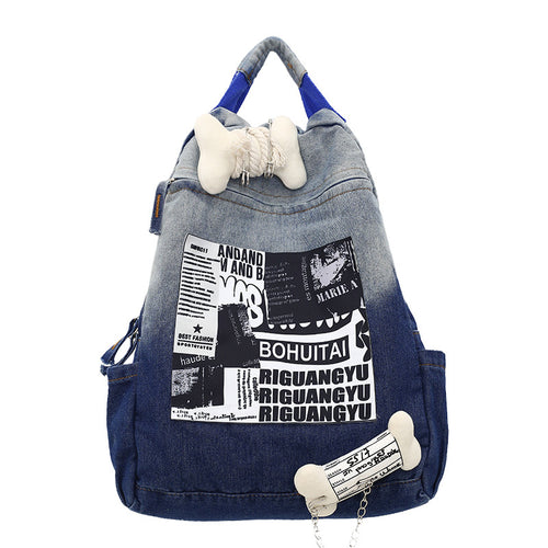 Kreativ Grafisk Trykk Denim Skole Ryggsekk Skanto