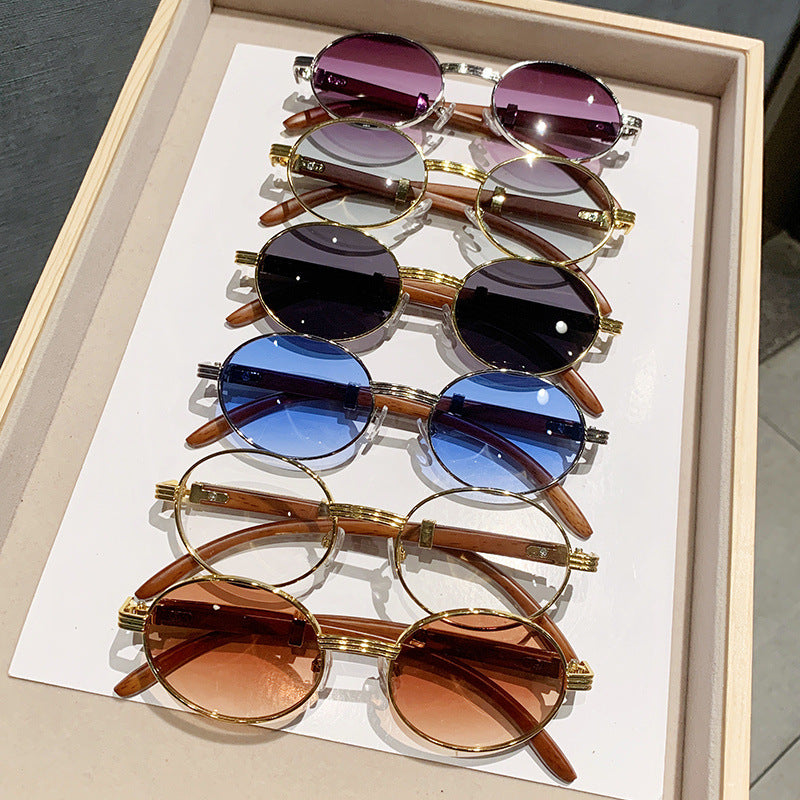 Women's vintage-style sunglasses with wood inner frame Skanto