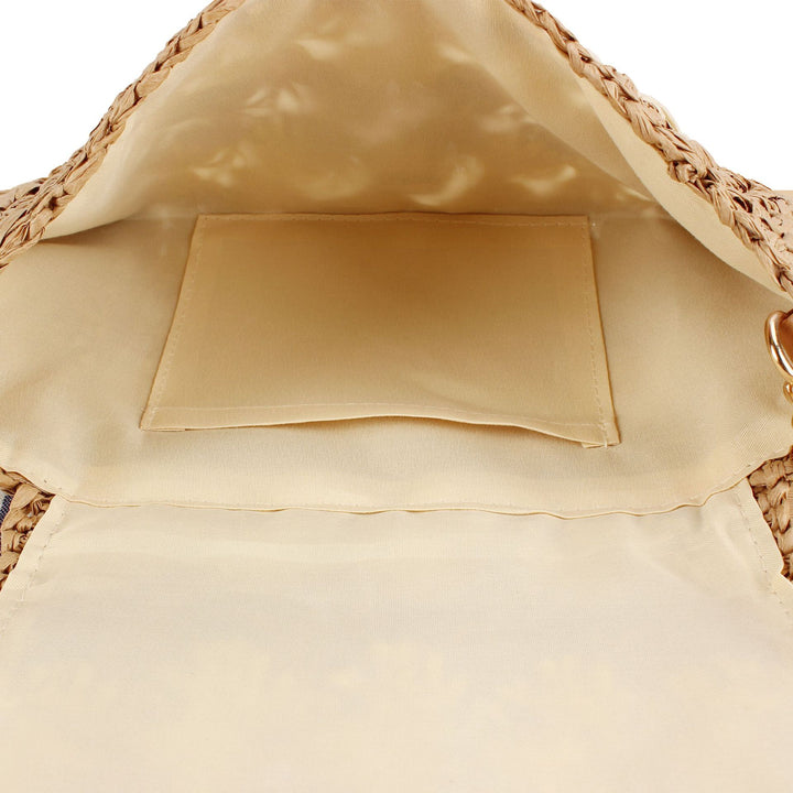 Shoulder bag made of handmade braided natural material with elegant closure Skanto