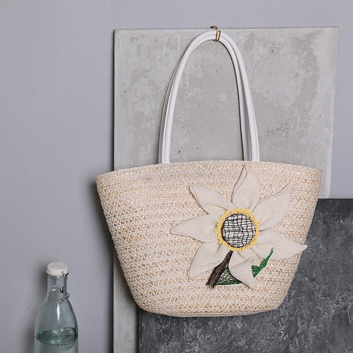 Strohtasche med romantisk blomsterdesign Skanto