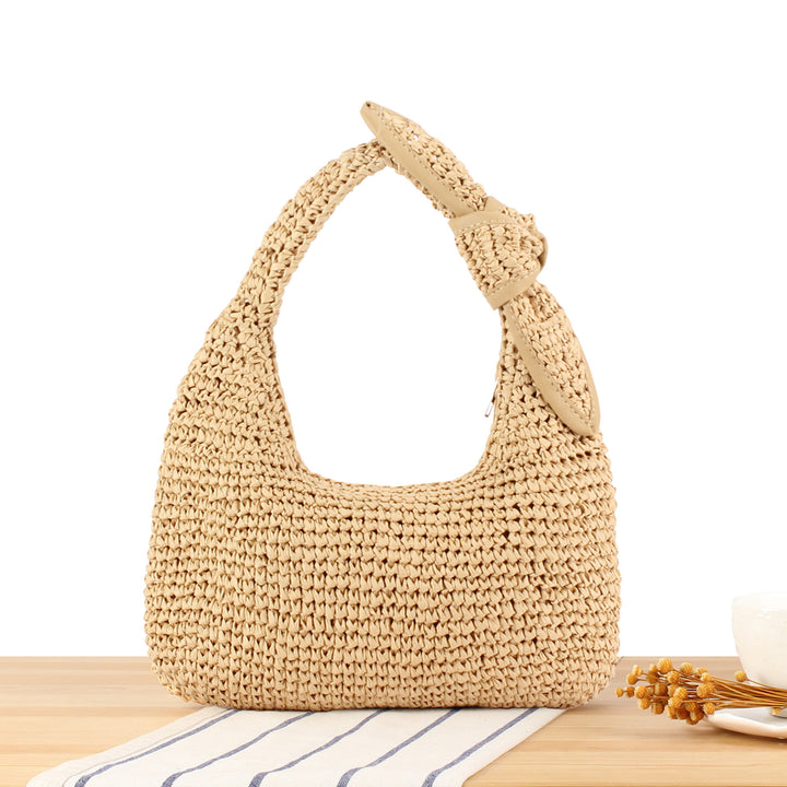 Shoulder bag made of hand-knotted natural material with stylish knot closure Skanto