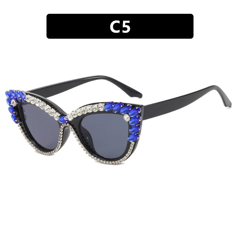 Damer ekstravagante Cat-Eye solbriller med glitrende rhinestones Skanto