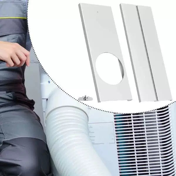 Unisex en størrelse bærbar klimaanlegg vindusventilasjonspanel adapter med sirkulær avtrekksåpning og justerbart skyvepanel Skanto