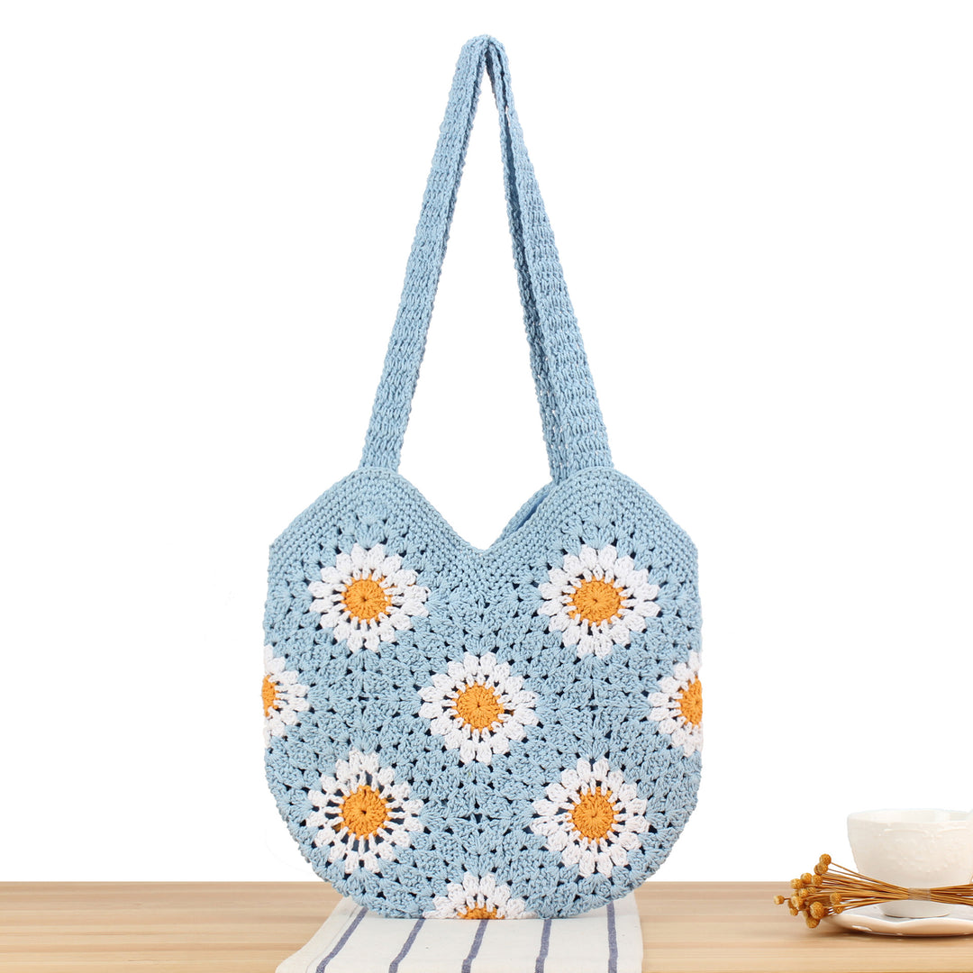Crocheted shoulder bag with floral design Skanto
