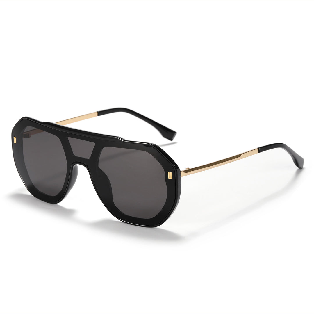 Dame oversized geometrisk solbrille med elegant ramme Skanto