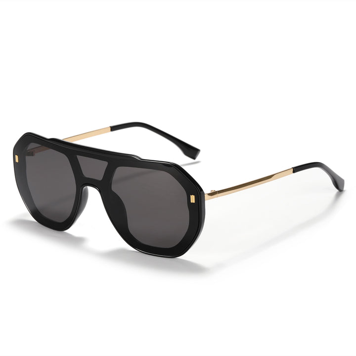 Dame oversized geometrisk solbrille med elegant ramme Skanto