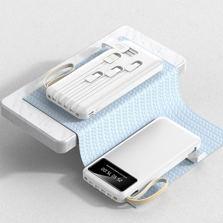 Bærbar Powerbank med integrert multifunksjonsladekabel og digitalt display Skanto