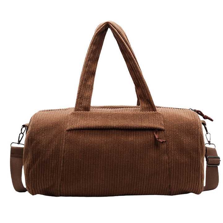 Sporty reiseveske laget av fuzzy cord-materiale med justerbar skulderrem Skanto