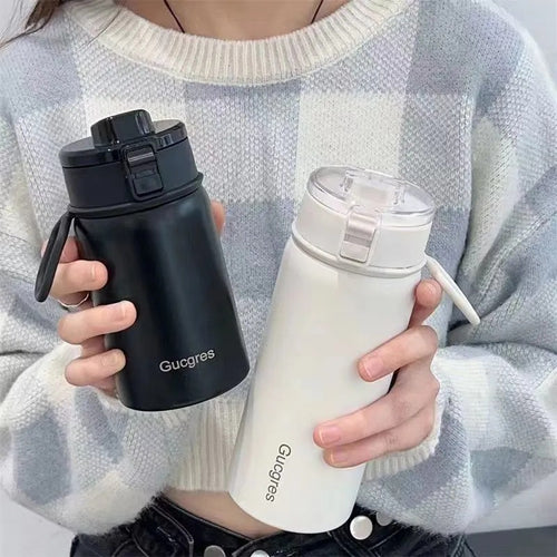 Damen-Isolierflasche mit praktischem Klappverschluss und ergonomischem Design Skanto